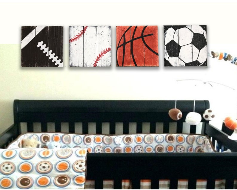 Sports Decor Wood Sports Sign Sports Themed Nursery Etsy