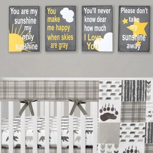 Shabby Chic Nursery Decor Gray and Yellow Nursery Decor You Are My Sunshine Nursery Decor Baby Shower Gift image 4