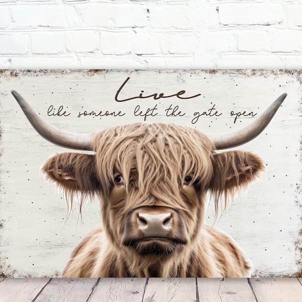 Highland Cow Wood Wall Art, Farmhouse Country Decor, Cow Wallhanging, Farmhouse Decor, Country Home Decor, Inspirational Sign
