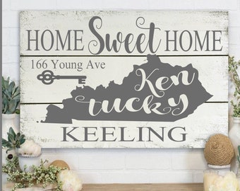 Home Sweet Home Sign - Housewarming Gift - Closing Gift - Anniversary Gift - Wedding Gift - Home Decor - Wall Decor - Personalized Sign