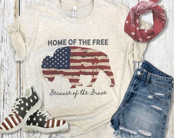 Patriotic Tshirt | Buffalo Tshirt | Red White And Blue | Home Of The Free | Unisex Tee | Ladies Tshirt | Graphic Tshirt