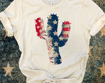 4th Of July Tshirt, Patriotic Tshirt, Cactus Flag Tee, Cute 4th Of July Shirt, Independence Day, Patriotic Shirt, Graphic Tee