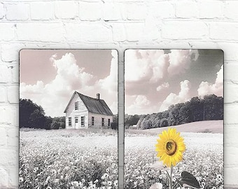 Sunflower Wall Art, Barn Wall Art, Sunflower Wallhanging, Barn Wallhanging, Farmhouse Wall Decor, Farmhouse Mantel Decor, Black and White