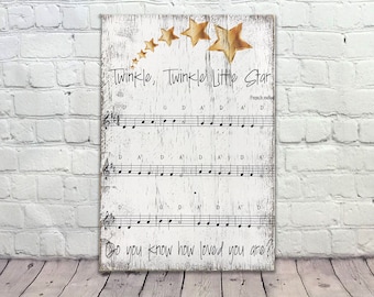 Boys Nursery Decor | Girls Nursery Decor | Twinkle Twinkle Little Star | Music Nursery | Baby Shower Gift | Nursery Wallart | Nursery Sign