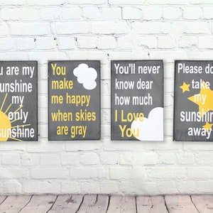 Shabby Chic Nursery Decor Gray and Yellow Nursery Decor You Are My Sunshine Nursery Decor Baby Shower Gift image 1