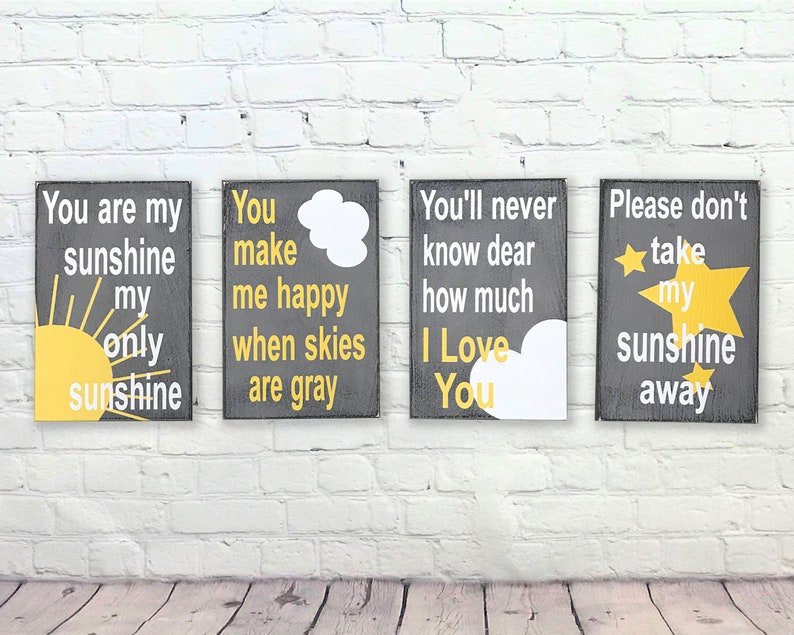 Shabby Chic Nursery Decor Gray and Yellow Nursery Decor You Are My Sunshine Nursery Decor Baby Shower Gift image 1