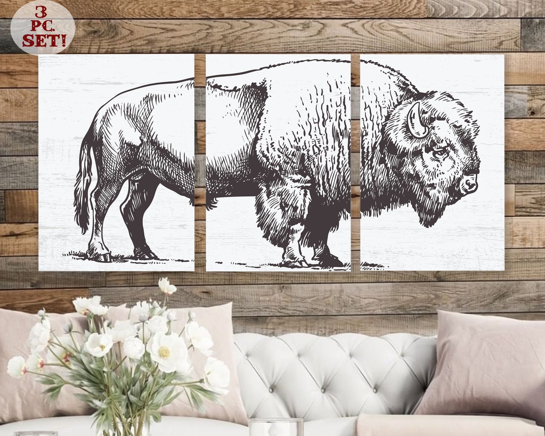Buffalo Wall Decor | Bison Print | Living Room Decor | Western Wall Art ...