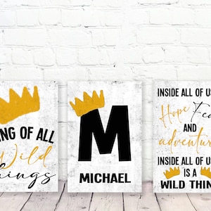 Where The Wild Things Are, King Of All Wild Things, Nursery Decor, Boys Nursery Decor, Nursery Wall Art, Nursery Wallhanging, Personalized