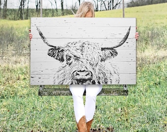 Highland Cow Wallhanging, Farmhouse Wall Decor, Highland Cow Plaque, Western Decor, Country Decor, Highland Cow Art, Cow Print