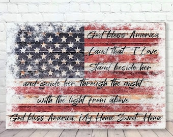 God Bless America | Patriotic Decor | 4th Of July Decor | Vintage Patriotic | Americana Sign | Rustic Wall Decor | American Proud | USA Flag