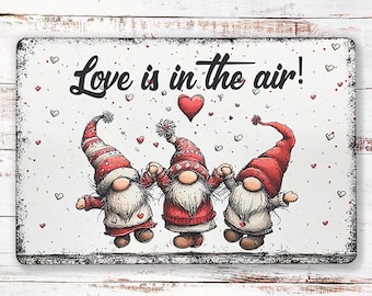 Valentines Day Decor, Valentines Gnomes, Valentines Wallhanging, Gnome Plaque, Wall Sign, Love Is In The Air