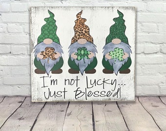 St. Patricks Day Decorations | Gnomes | Inspirational | Wood Sign | Spring Farmhouse Decor | Shamrocks | St. Patricks Day Wall Decor