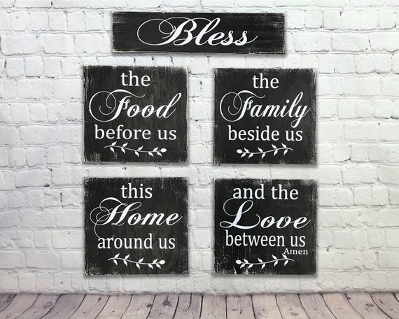 Rustic Kitchen Decor - Bless The Food Before Us - Dining Room Decor - Distressed Wood - Home Decor - Wedding Gift - Gift for Her - Farmhouse