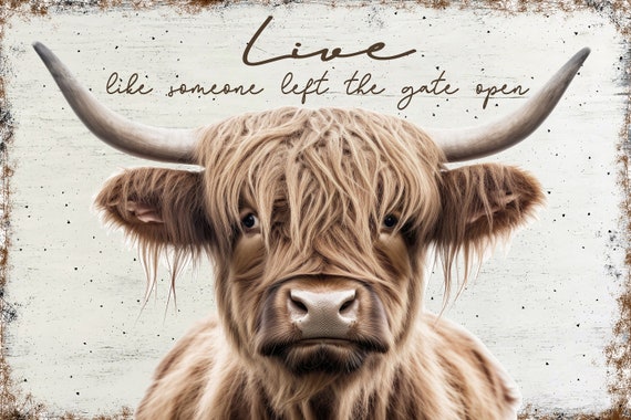 Highland Cow Wood Wall Art, Farmhouse Country Decor, Cow