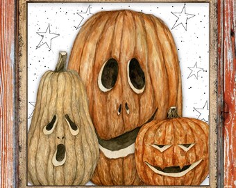 funny halloween decor, pumpkin wallhanging, halloween mantel
