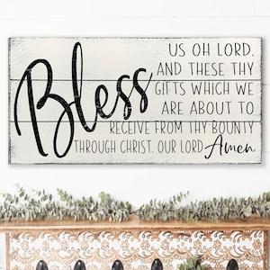 Catholic Prayer Sign | Bless Us O Lord | Dining Room Sign | Dining Room Decor | Farmhouse Kitchen | Christian Wall Art | Wood Wallhanging