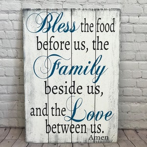Rustic Kitchen Sign - Bless The Food Before Us - Kitchen Sign Wall Decor - Dining Room Wall - Wedding Gift Bridal Shower Gift
