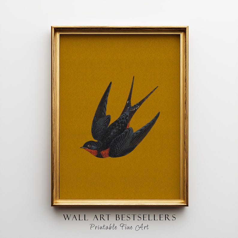 Oriental Chimney Swallow Art Deco lithograph