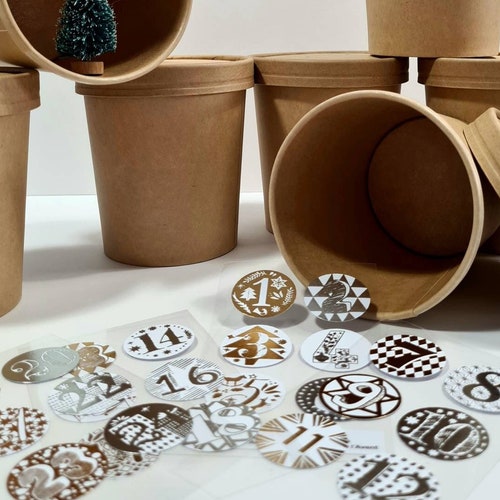 24 Paper Cups With Lid Advent Calendar Red Green - Etsy