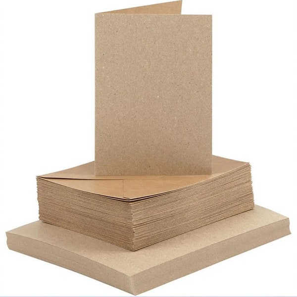 50 folding cards and envelopes set natural kraft paper cards and envelopes