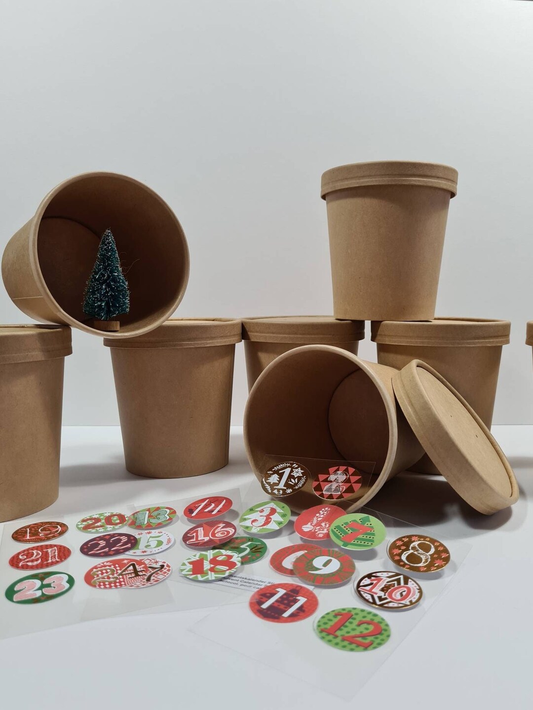 24 Paper Cups With Lid Advent Calendar Red Green - Etsy