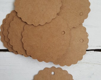 20 paper tags labels kraft paper round hang tags wavy circle