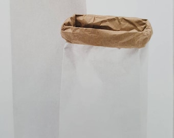 2 large paper bags block bottom bag kraft paper white brown format L