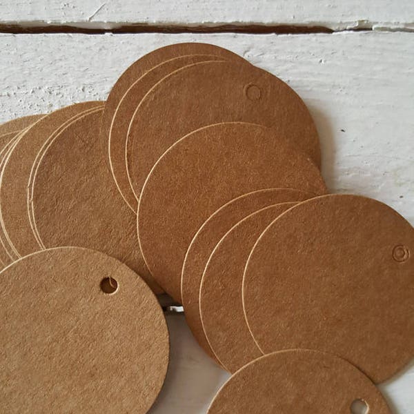 100 kraft paper tags labels round brown