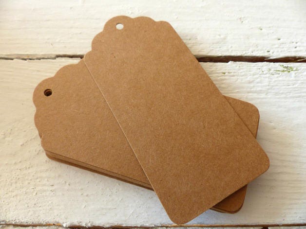 100 Pack 2 X 3.5 Kraft Brown Price Tags Paper Gift Tags 3 1/2 Inch Hang Tag  4mm Hole Luxurious 350gsm Paper Stock 