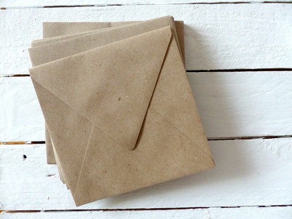50 Briefumschlage Braun Recyclingpapier 16x16cm Etsy