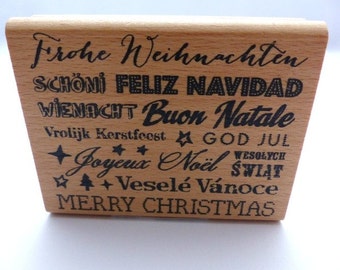 Stamp Merry Christmas different languages text