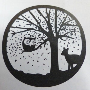 Stamp winter picture landscape tree owl deer image 2