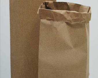 2 large paper bags, block bottom bags, kraft paper, brown, format M