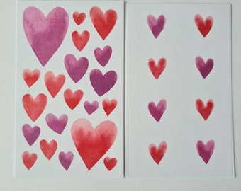 Sticker wedding hearts purple pink set