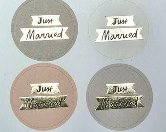 32 Sticker Just Married pastell gold