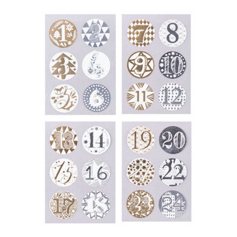 Sticker advent calendar numbers 1-24 gold silver image 1