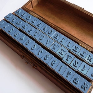 Stamp set ABC/123 42 pieces in wooden box/stamp alphabet