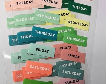 Sticker days of the week in English