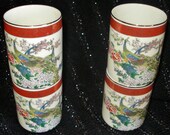 SATSUMA Peacock Porcelain TEA SAKE Cups