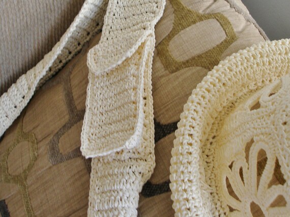 Handcrafted Ivory MACRAME HAT and CrossOver BAG w… - image 4