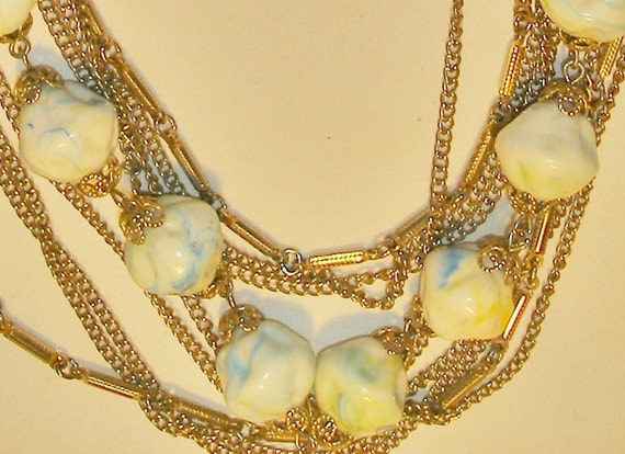 Vintage Multi-Chain Blue Clouds Necklace - image 1