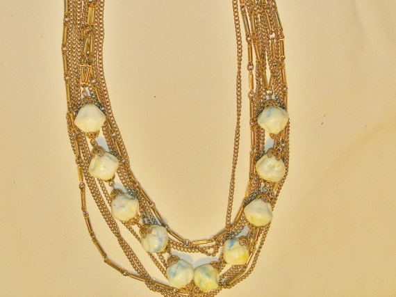 Vintage Multi-Chain Blue Clouds Necklace - image 3