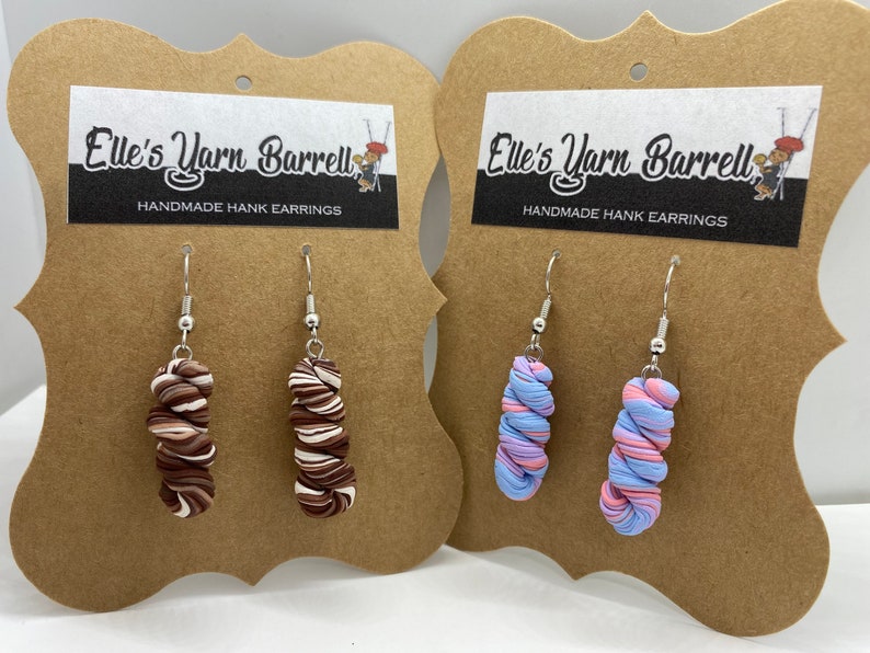 Polymer Clay Variegated Hank Yarn Earrings Polymer Clay Jewelry Yarn Skein Earrings Clay Jewelry image 4