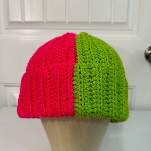 Splitsville Shortie Folded Brim Beanie Two Color Beanie Mutlicolored Beanie Bright Trix Yogurt