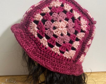 Pretty In Pink Bucket Hat | Granny Square Bucket Hats