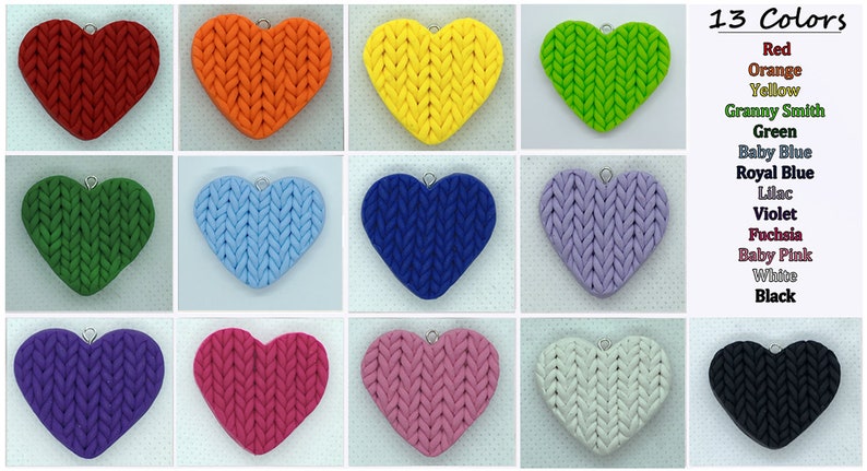 Knit Heart & Yarn Ball Key Chains Knitted Polymer Clay Knitted Key Chains Handmade Key Chains Rainbow Charms Key Chains image 6