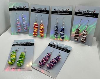 Polymer Clay Variegated Hank Yarn Earrings | Polymer Clay Jewelry | Yarn Skein Earrings | Clay Jewelry