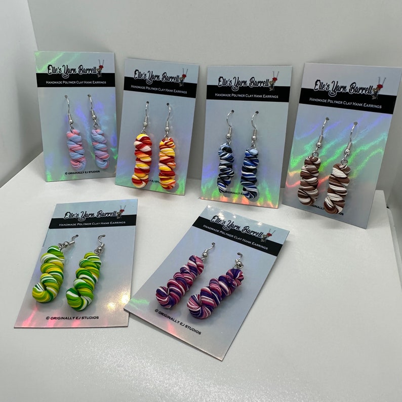 Polymer Clay Variegated Hank Yarn Earrings Polymer Clay Jewelry Yarn Skein Earrings Clay Jewelry image 1