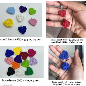 Knit Heart & Yarn Ball Key Chains Knitted Polymer Clay Knitted Key Chains Handmade Key Chains Rainbow Charms Key Chains image 4