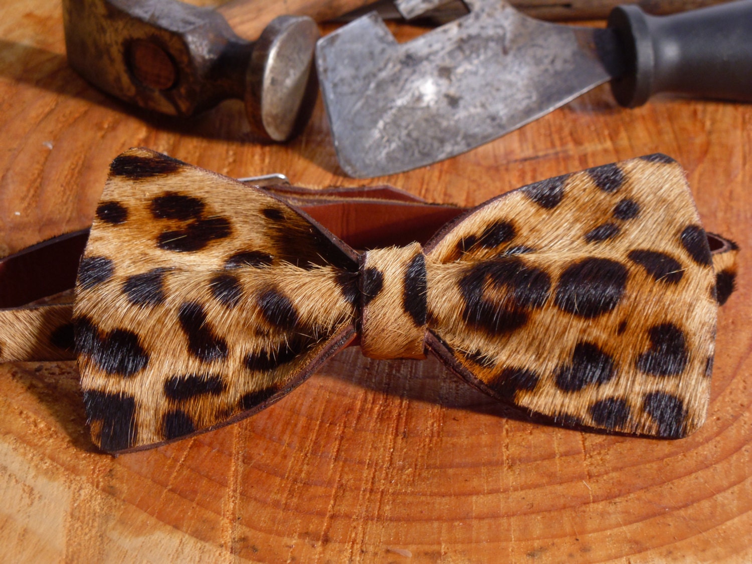 leopard print suspenders and bow tie